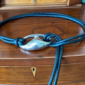 Vintage Calderon leather and metal tie belt